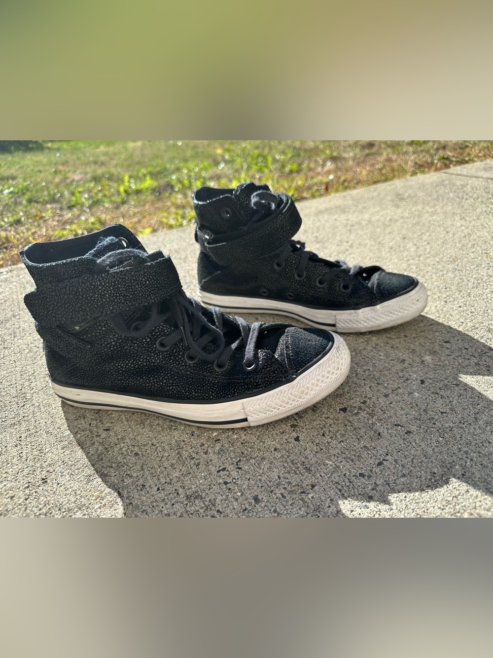 Converse Women’s Black High-Top Canvas Sneakers with Strap